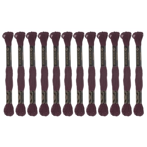 Image of HARFINGTON 12 Skeins Embroidery Floss 8.75yds(8m) Egyptian Long-Staple Cotton Cross Stitch Thread for Sewing DIY Bracelet Yarn String and Crafts, Deep Brown(6009)