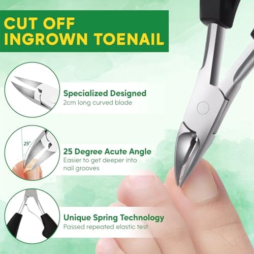XIFEPFR Ingrown Toenail Tools Kit, Ingrown Toenail Treatment, Stainless Steel Ingrown Toenail Removal Kit, Ingrown Toenail Corrector, Corrector Patch, Toenail Clipper, Nail File Lifter Pedicure Tool