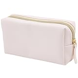CLAFOVERA Borsa per Il Trucco in Pelle PU Organizer da Viaggio Multiuso Custodia per Cosmetici Portatile Impermeabile Pochette con Cerniera per Donna Borsa da Viaggio Auto Pennello (Bianco)