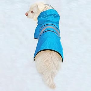 Dog Raincoat Waterproof Reflective Slicker - Lightweight Breathable Hooded Poncho Rain Coat Jacket with Adjustable Belly Strap and Leash Hole for Small Medium Large Dogs (Small, Blue) Dog Raincoat Waterproof Reflective Slicker Lightweight Breathable Hooded Poncho Rain Coat Jacket with Adjustable Belly Strap and Leash Hole for Small Medium Large Dogs Small Blue