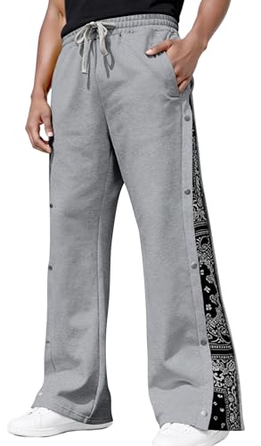 Pantalon de jogging baggy homme avec boutons-pression latéraux S-3XL