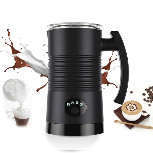 Hosioe - Espumador de leche 4 en 1, espumador de espuma caliente y fría de acero inoxidable de 400 W, interior antiadherente, 11.84 oz/350 ml, espumador eléctrico automático de leche y vaporizador de