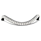 Alice International Englisches Trensenzaum aus Leder mit weich gepolstertem Stirnband, glitzernde Kristallbling, für Dressur- und Reitpony, M 94