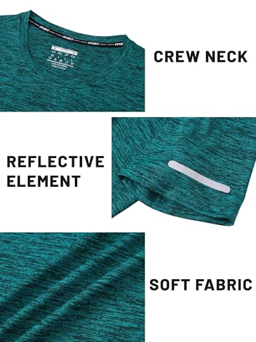 TACVASEN Herren Atmungsaktiv Laufshirts Sommer Lässige T-Shirts Schnell Trocknend Activewear-T-Shirts Sportshirt, Waldgrün, L