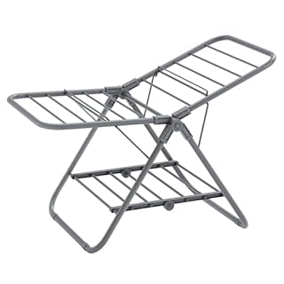 SONGMICS Petit Étendoir à Linge, Séchoir Pliable à 2 Niveaux, Gain de Place, en Métal, pour Petits Vêtements, Serviettes, Salle de Bain, Balcon, 44 x 101 x 54 cm, Gris Tourterelle LLR504G01