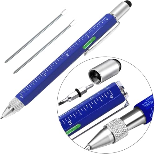 Image of 6 in 1 Multi-tool Pen,Construction Office Supplies,multi functional Tool Pen Screwdriver Ruler,Levelgauge Ruler,Ballpoint Pen Refills, Unique Gifts for Men