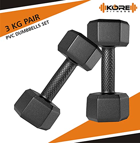 Image of Kore PVC DM 4-40 Kg (Black /Black-Red /3 IN 1 Convertible) Dumbbells Set and Fitness Kit for Men and Women Whole Body Workout