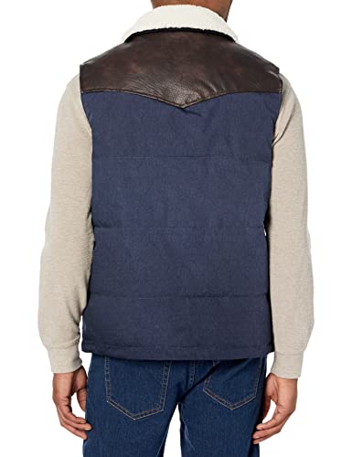 Levi's Men's Out West Mixed Media Puffer Vest, Faded Blue Denim, Large #TOP2