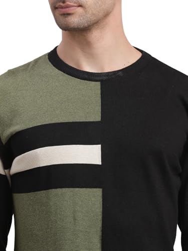 Pull en tricot imprimé homme Turtle col rond noir et vert - 3