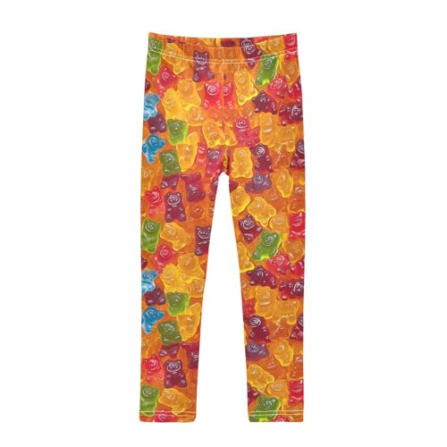 Colorful Gummy Bear Girls Casual Leggings for Kids Printed Long Pant Bottoms Stretch and Soft