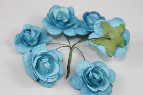 Small Rose Bulk Paper Flowers 1.25" Turquoise (144 Stems)