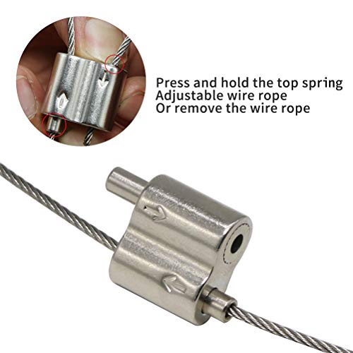Image of 2-Piece Adjustable Suspension Cable kit for Heavy Frame Picture Photo Mirror Suspension Artwork Pendant 2m x 2mm Stainless Steel Cable