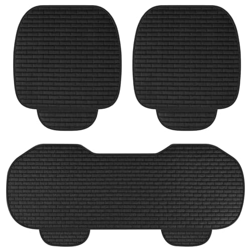 Zimoer 3 Stück Auto Sitzauflagen, Weich und Atmungsaktiv Auto Sitzkissen, Anti Rutsch Car Sitzauflage Sitzkissen, Autositzkissen Set für Vorder- und Rückbedeckungen, Universal für Car (Schwarz)