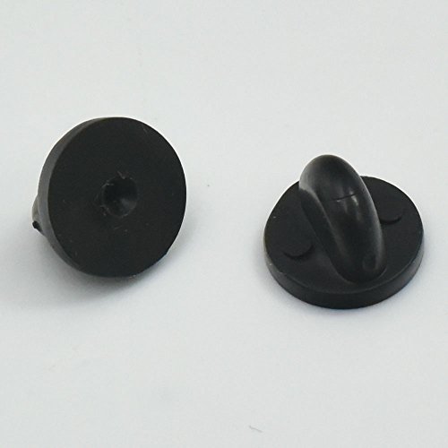 100 250 Pcs Gummi Revers Hat Krawatte Tac Tack Pin zurück Halter Verschluss Schwarz Gelb für Sport Auswahl schwarz Cover