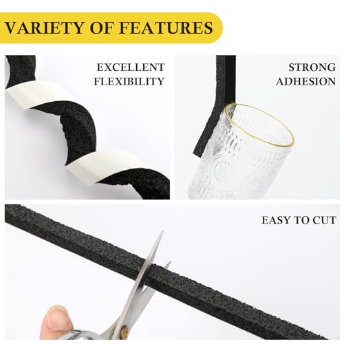 fowong Weather Stripping 1" W X 1/2" T, Open Cell Adhesive Foam Tape Maximum Compression Shock Buffer Air Conditioning Rubber Foam Strip, 2 Rolls X 6.5 Ft - Thumbnail 3