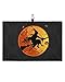 OComster Halloween Witches Orange Moon Golf Towel with Carabiner Clip, Retro Black Floral Pattern Microfiber Waffle Pattern Golf Towel, Golf Accessories for Cleaning Clubs and Balls, 24x16 in