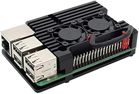 Kurphy per custodia in alluminio Raspberry Pi 4/3 con doppia ventola di raffreddamento Involucro metallico Custodia nera per RPI Raspberry Pi 4B / 3B / 3B + Informática,Componentes,Dispositivos externos,Cajas de ordenador de sobremesa