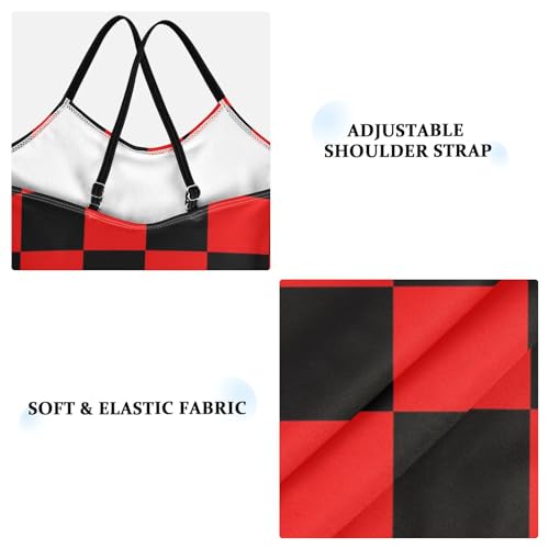 Image of Black and White Chess Girls One Piece Swimsuits Board Marble Tile Sport Halter Swimwear Beach Bathing Suit 3T