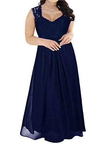 Nemidor Women's Deep- V Neck Sleeveless Vintage Plus Size Bridesmaid Formal Maxi Dress (20,Blue)