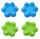 DD-life 4 Pcs 6 Holes Ice Cream Cone Mold Silicone Pudding Cake Molds Cup for DIY Baking Mold（2 Green，2 Blue）