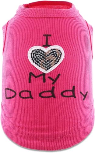 Small Dog Clothes XXS Puppy Dogs Shirt I Love My Mom Mommy Dad Daddy Dog T Shirts for Small Dogs