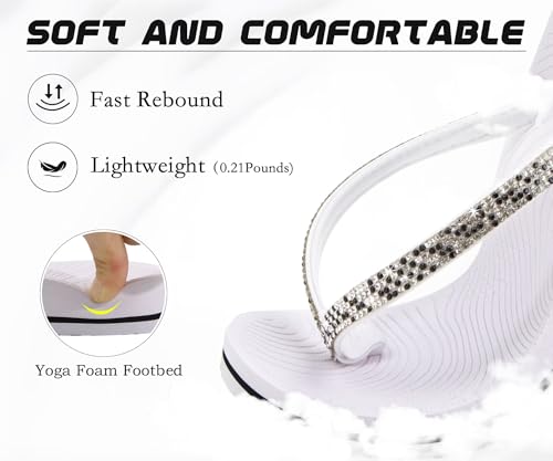 Image of KuaiLu Women's Rhinestone Flip Flops Arch Support Yoga Mat Cushion Sandals