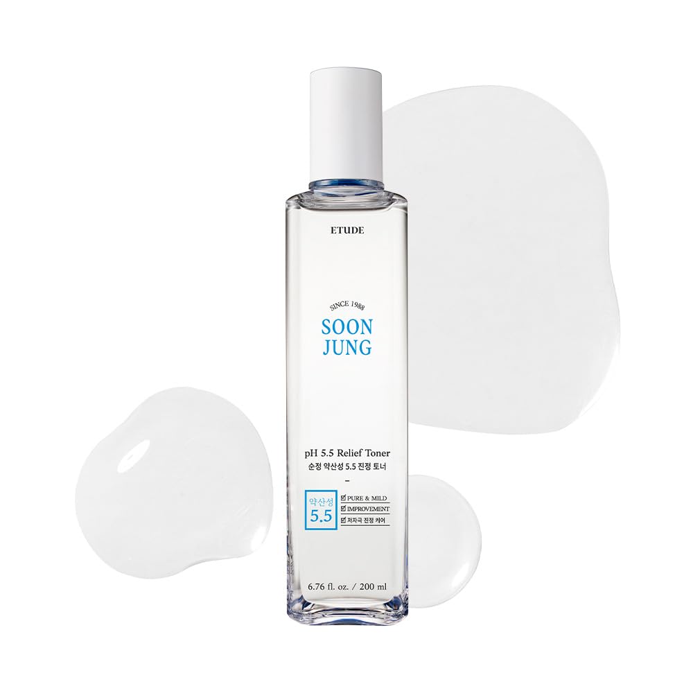 ETUDE Soonjung pH5.5 Relief Toner 200ml (New Version) | Skin Care Solution | Low PH Toner for Sensitive Skin | Non-Comedogenic, Hypoallergenic & Fragrance Free Moisturizer for Face