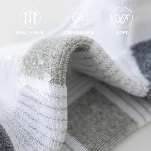 JOYNÉE 10 Pairs Mens Athletic Running Ankle Socks Cushioned Breathable Low Cut Sports Tab Socks for Men,Sock Size 10-13 5