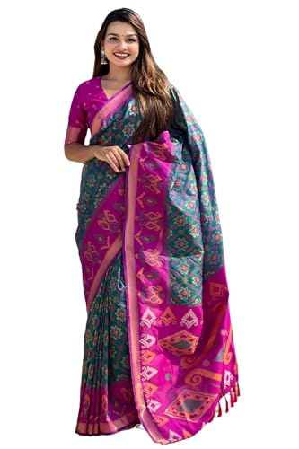 SGF11 Women's Kanjivaram Patola Soft Pure Silk Sarees With Unstitched Blouse Piece product image 9