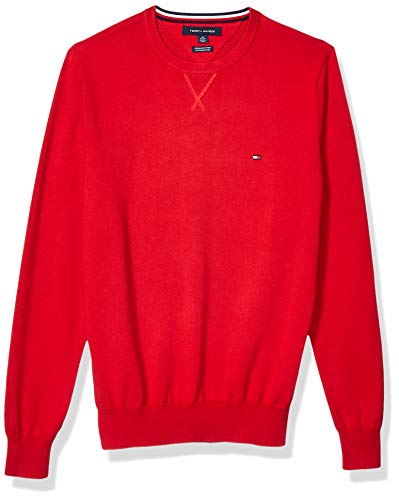Tommy Hilfiger Men s Cotton Crew Neck Sweater, Apple RED, X-Large