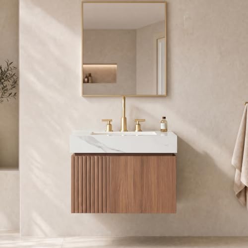 24 Inch Bathroom Vanity with Sink, Floating Cabinet, Sintered Stone Top