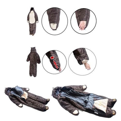 Pochette de couchage marron en forme d'ours sac adulte portable - 5