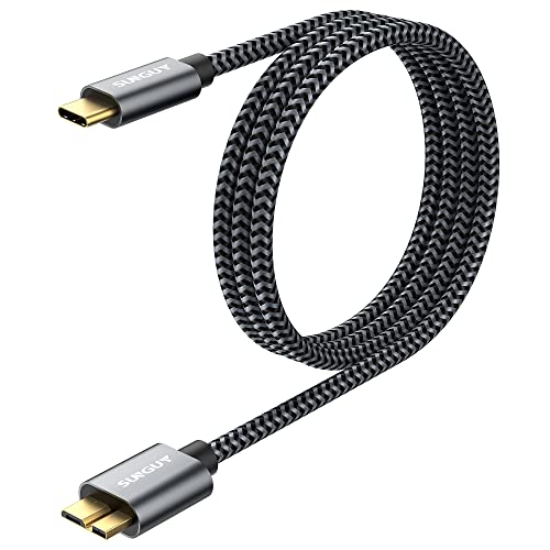 SUNGUY USB C a Micro B Cable, USB 3.1 10Gbps Type C macho a Micro B macho cable de Disco Duro compatible con Toshiba, Seagate, WD,Galaxy S5 Note 3,HDD etc   1m