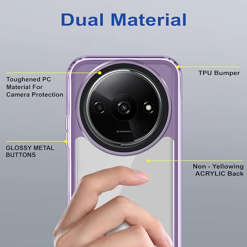 Image of Zapcase Back Case Cover for Poco C61 | Compatible for Poco C61 Back Cover | Case Cover with Camera Protection | (TPU + PC | Translucent Purple)