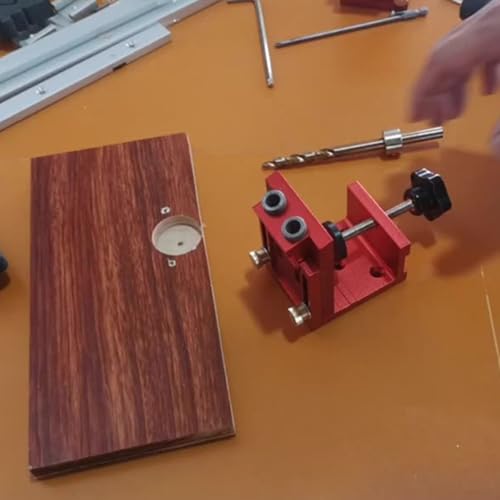 Solaughguy Perforatore regolabile per la lavorazione del legno con guida per trapano a base sottovuoto per maschera tascabile, localizzatore di fori obliqui da 9,5 mm, misure a doppia scala, (rosso)