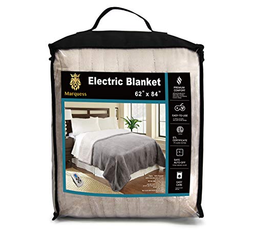 Twin Electric Blanket Heated Sherpa And Reversible Flannel Washable Throw,Fast-Heating Full Body Warming Soft With 10 Heat Settings/Safety 10 Hours Auto-Off Controller （62X84''Linen #TOP6