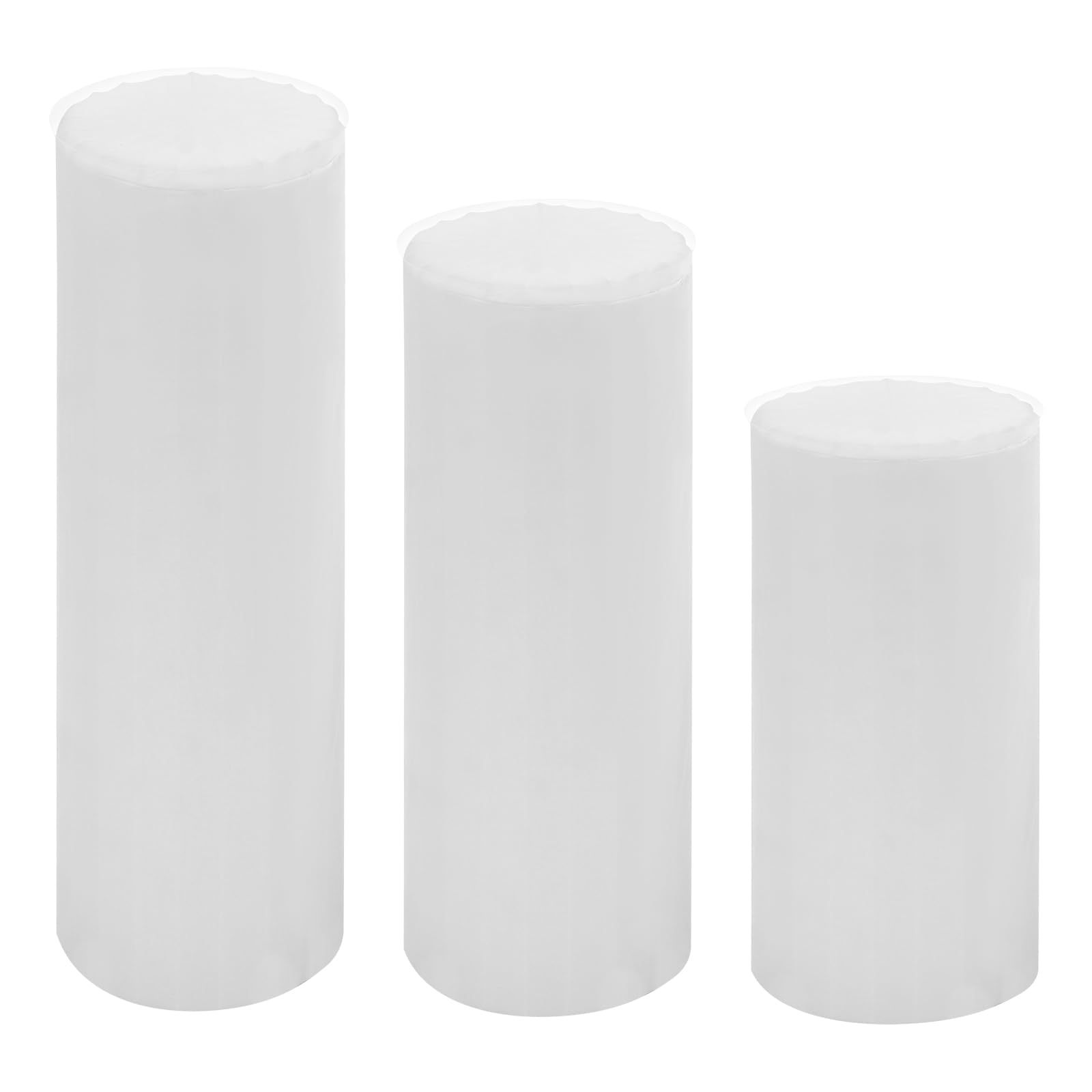 3PCS Hochzeit Karton Blumensäule Vasen mit Weißem Stoffbezug, Faltbarer Blumenständer Dekosäule Weiß Zylinderförmige Blumenständer für Hochzeit Verlobung Geburtstag Tischdekoration