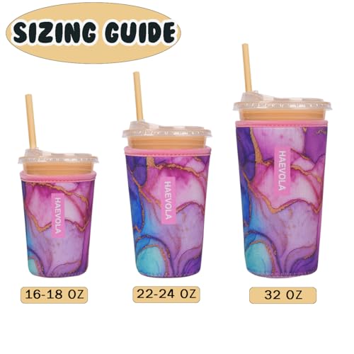 Image of Reusable Insulated Neoprene Iced Coffee Cup Sleeve, Durable Drink Sleeve for Cold Beverages, Beverage Holder for Iced Coffee, Aurora Flow