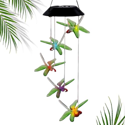 Lencyh Carrilhão de vento iluminado, carrilhões de vento solares LED | Sinos de vento para decoração