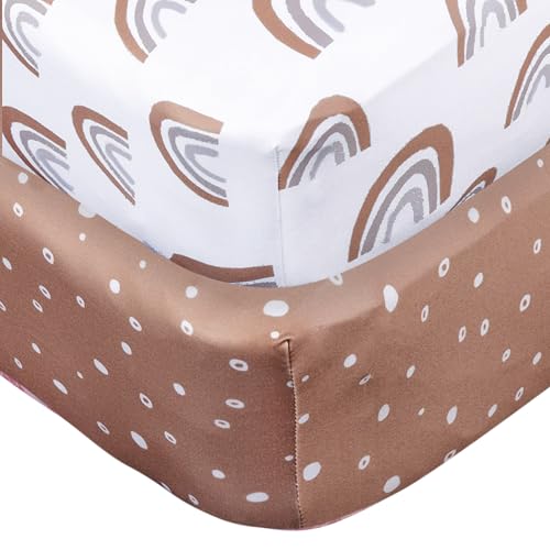 Gerber Baby Unisex 2-Pack Knit Crib Sheet, Boho Rainbow, One Size