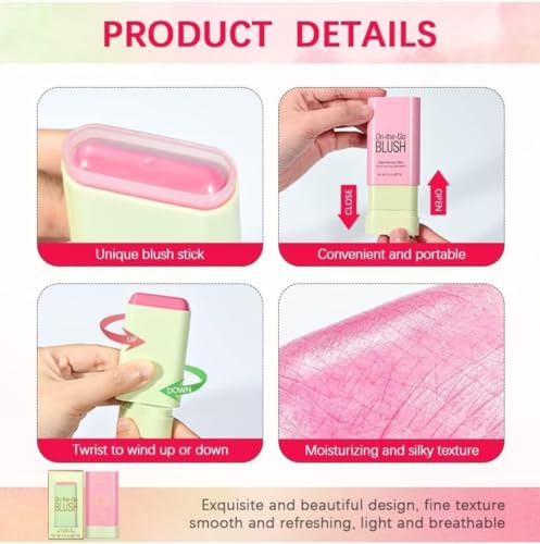 Cream Blush and Lip Tint Stick, Hydrating Formula, 2-in-1 for Cheeks and Lips, SPF 15, Pixi(Hot Red) - Image 5