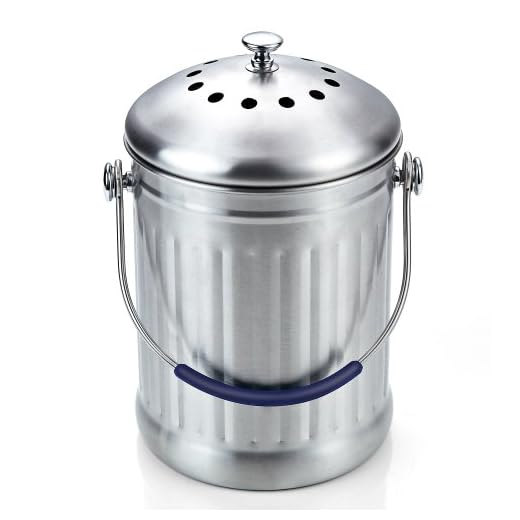 Cook N Home 1 Gallon Stainless Steel Kitchen Compost Bin with Charcoal Filter