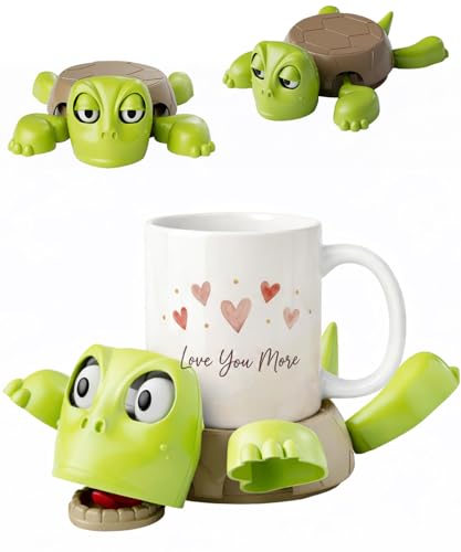 Turtle Coaster, 3D Printed Funny Tea Coasters with Interactive Expression, Turtle Cup Holder, Insulated Drink Mat for Coffee and Wine Glasses, Home Decor and Kitchen Accessories