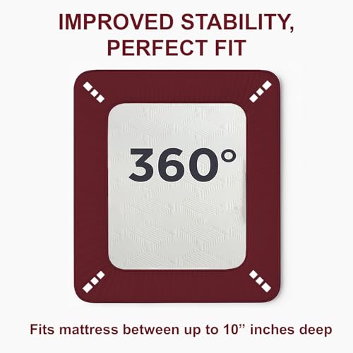Image of Homestan 100% Waterproof Cotton Quilted Mattress Protector Single Bed, Elastic Fitted Bed Mattress Cover Protects from Dust & Mites (72x36 inches, Maroon)