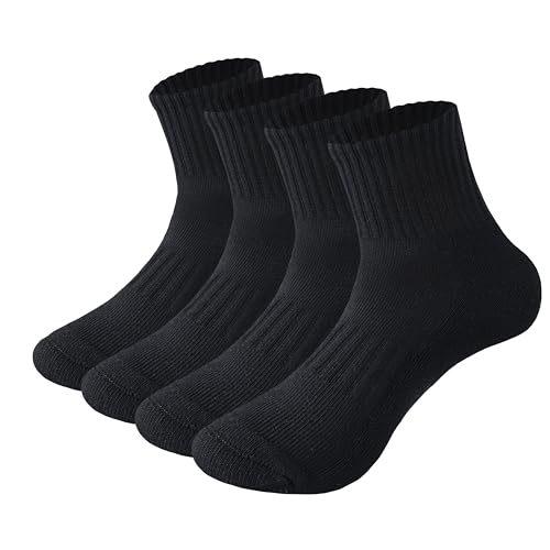 Image of MAGIARTE Womens Athletic Cotton Mini Crew Socks Thick Cushioned Running Hiking Multi Sports Socks for Women 4 Pairs