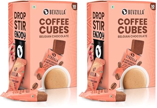 Image of Bevzilla 10 Belgian Chocolate Instant Coffee Cubes | Made with Date Palm Jaggery & Arabica Beans | No Refined Sugar | No Preservatives | Coffee Premix with Real Ingredients| Enjoy Hot & Cold