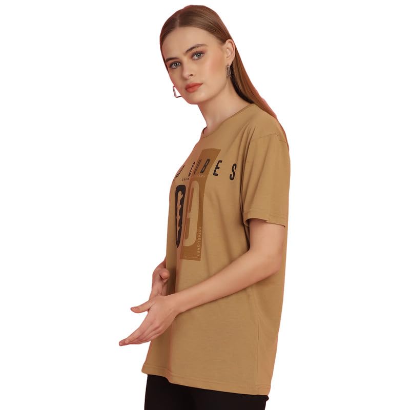 Image of Round Neck Cotton Printed Women Regular Fit Tshirt-P1950