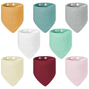 Vicloon 8 Stück Baby Dreieckstuch Lätzchen Halstücher Weiche & Absorbierende Musselin Halstücher Sabberlätzchen mit 2 Verstellbares Druckknopf Lätzchen für Kleinkinder, Unisex, Jungen