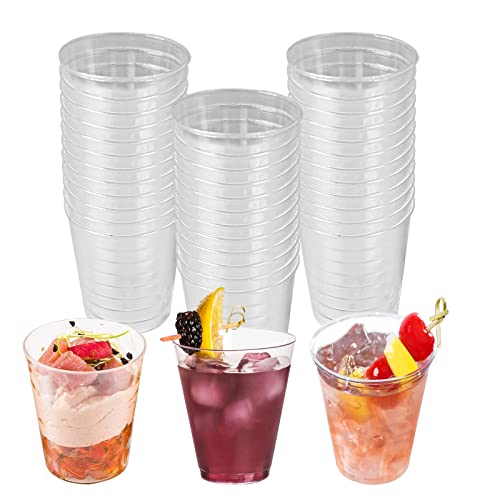 FINDIR 50 pezzi Bicchieri in Plastica Trasparente Bicchieri da Shot Plastica Bicchierini da Liquore Riutilizzabili Bicchieri da Portata per Feste Dessert(30 ml)