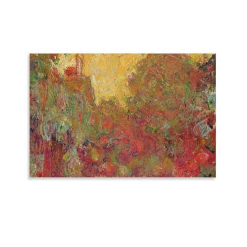 Replica of Claude Monet's Famous Painting - House in The Rose Garden, Seen from 1922-2424 Wall Art Poster Scroll Canvas Painting Picture Living Room Decor Home Framed/Unframed 08x12inch(20x30cm)